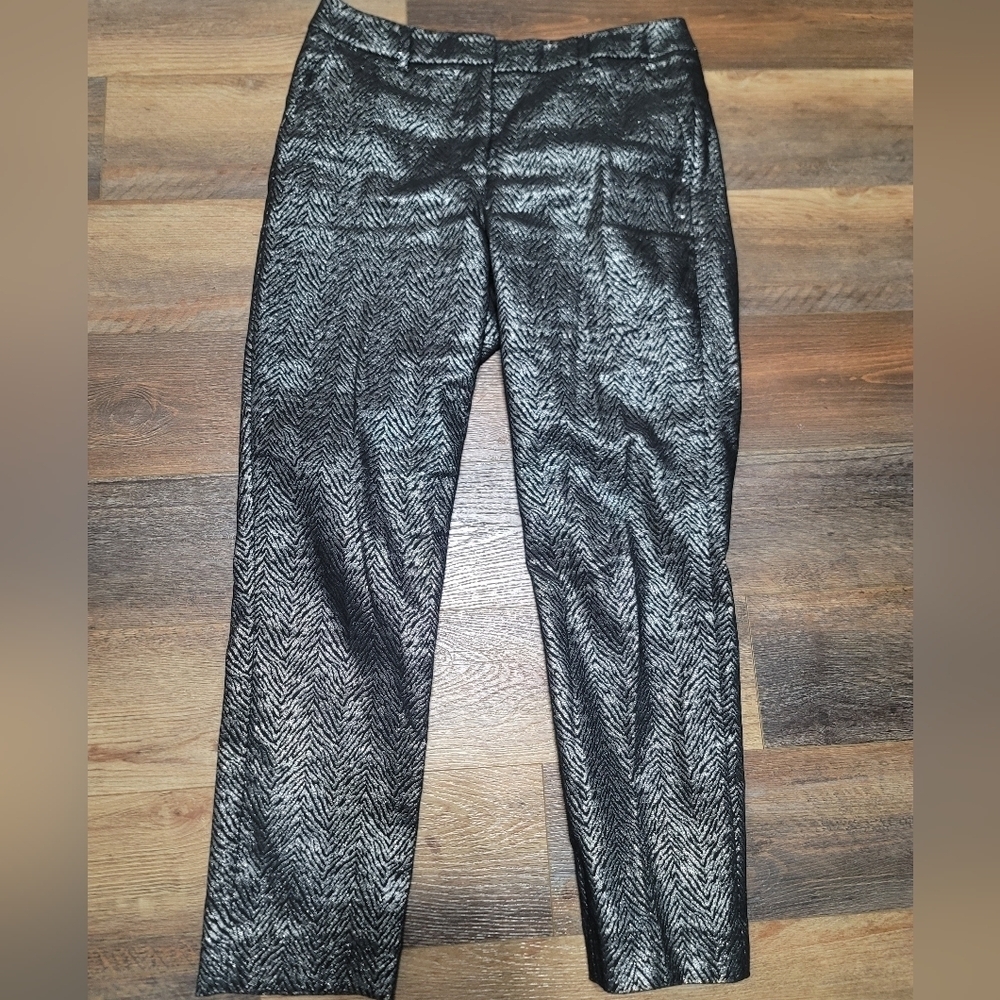 White House Black Market Luxe Zebra Brocade Dress Pants | Size 8 Slim Ankle